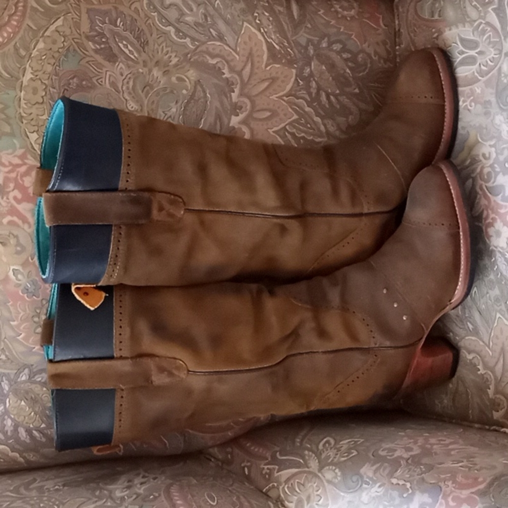 Brown Mid-Calf Leather Women's Boots